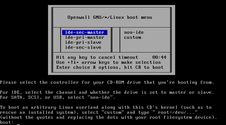 CD boot menu