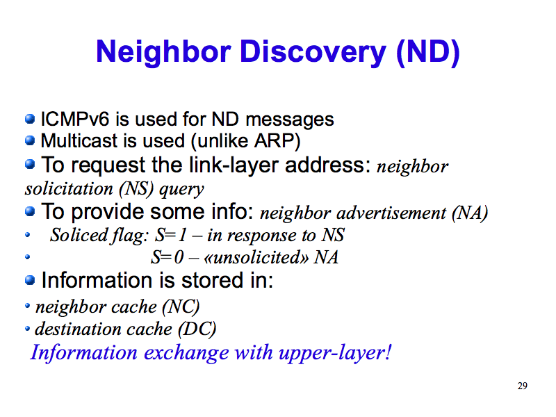 Neighbor Discovery (ND) (IPv6: What, Why, How - Slide 29)
