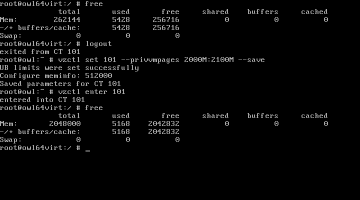 Adjusting the limits on an OpenVZ container