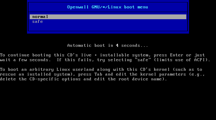 CD boot menu