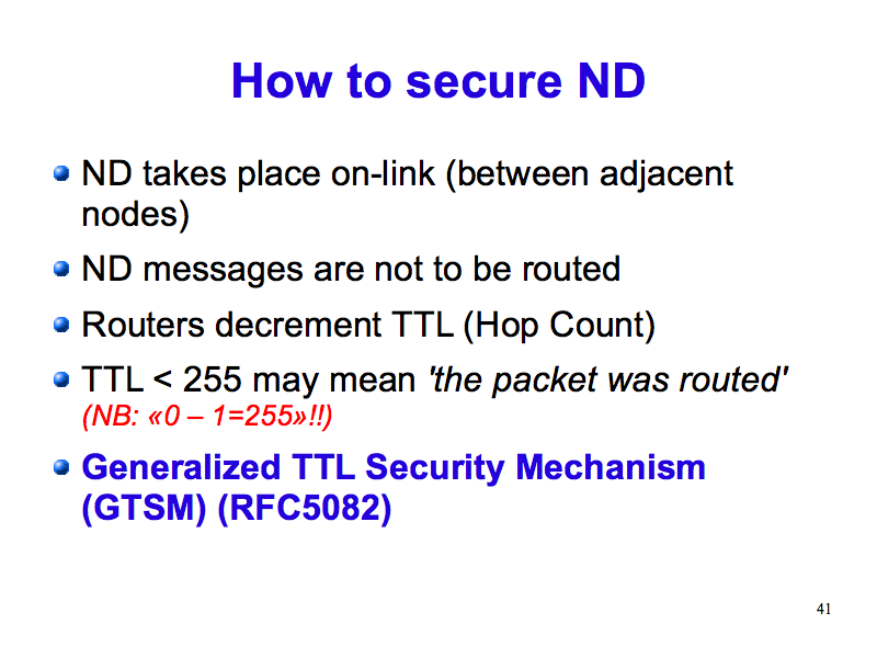 How to secure ND (IPv6: What, Why, How - Slide 41)