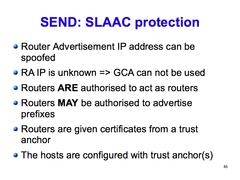 SEND: SLAAC protection (IPv6: What, Why, How - Slide 46)