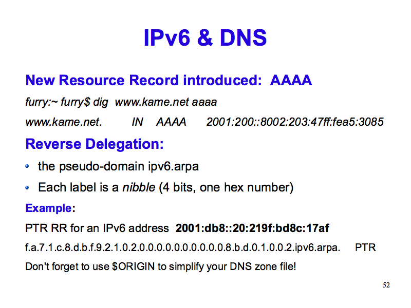 IPv6 & DNS (IPv6: What, Why, How - Slide 52)