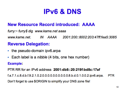[ IPv6 & DNS (Slide 52) ]