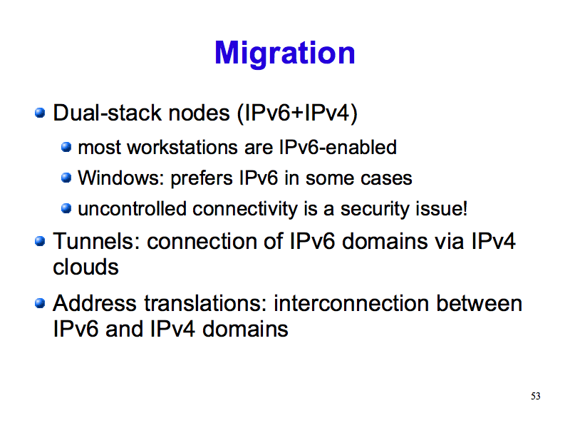 Migration (IPv6: What, Why, How - Slide 53)