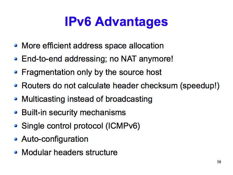 IPv6 Advantages (IPv6: What, Why, How - Slide 58)